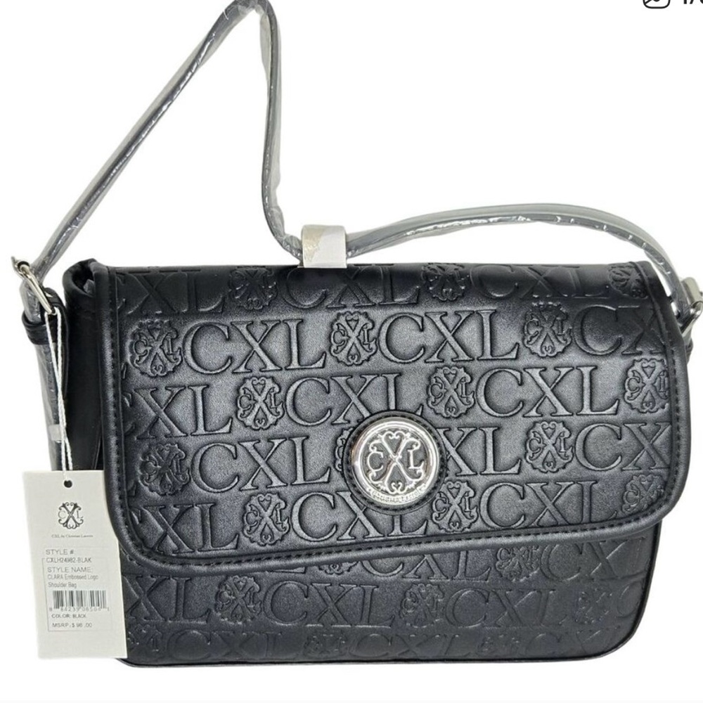 Christian Lacroix Black Embossed Shoulder Bag